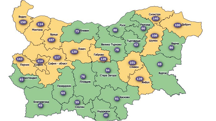 13 области са в жълтата зона, заболеваемостта от COVID-19 отново тръгва нагоре