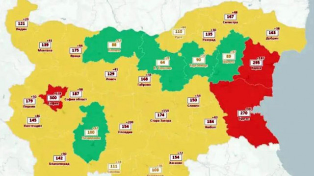 Още пет области преминават в жълтата COVID зона