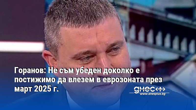 Горанов: Не съм убеден доколко е постижимо да влезем в еврозоната през март 2025 г.