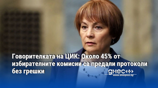 Говорителката на ЦИК: Около 45% от избирателните комисии са предали протоколи без грешки