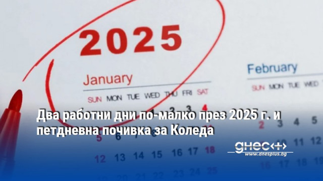 Два работни дни по-малко през 2025 г. и петдневна почивка за Коледа