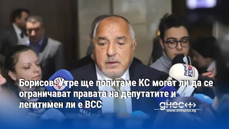 Борисов: Утре ще попитаме КС могат ли да се ограничават правата на депутатите и легитимен ли е ВСС