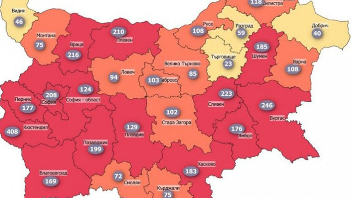 Половин България отново е в червената зона по заболеваемост от COVID-19